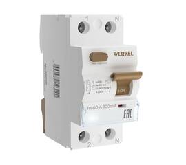 Устройство защитного отключения Werkel 1P+N 40A 300mА АС 6kА W912P404 4690389202803