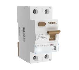 Устройство защитного отключения Werkel 1P+N 25A 30mА АС 6kА W912P256 4690389193088