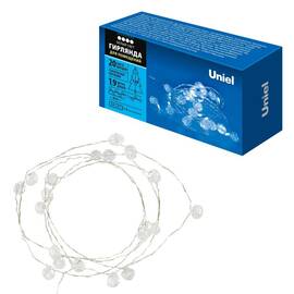 Гирлянда Uniel ULD-S1900-020/STB/2AA WHITE IP20 BEADS MINI