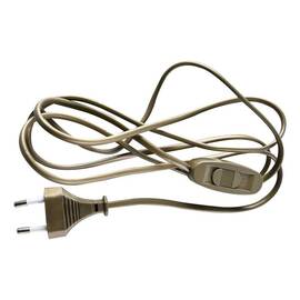 Сетевой шнур с выключателем 230V 1,9м золото, KF-HK-1-2 51039