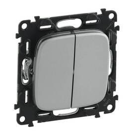 Выключатель двухклавишный Legrand Valena Allure 10A 250V алюминий 752905