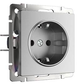 Розетка с заземлением Werkel Серебряный матовый