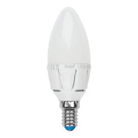 Лампа светодиодная (UL-00002413) Uniel E14 7W 3000K матовая LED-C37 7W/WW/E14/FR PLP01WH