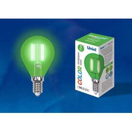 Лампа светодиодная филаментная (UL-00002987) Uniel E14 5W зеленый LED-G45-5W/GREEN/E14 GLA02GR