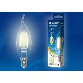Лампа светодиодная филаментная (UL-00002863) Uniel E14 5W 3000K LED-CW35-5W/WW/E14/CL/DIM GLA01TR