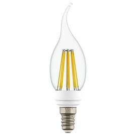 Лампа светодиодная филаментная Lightstar LED Filament Е14 6W 4000K свеча на ветру прозрачная 933604