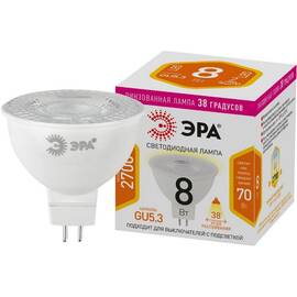 Лампа светодиодная Эра GU5.3 8W 2700K LED Lense MR16-8W-827-GU5.3 Б0054938