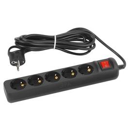 Удлинитель ЭРА UX-5es-5m-B 5 розеток 5 м ПВС 3x0,75мм2 10А черный Б0057732