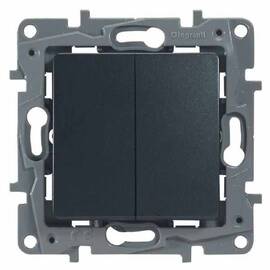 Переключатель двухклавишный Legrand Etika 10A 250V антрацит 672612