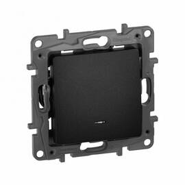 Выключатель 1-но клавишный с подсветкой, антрацит