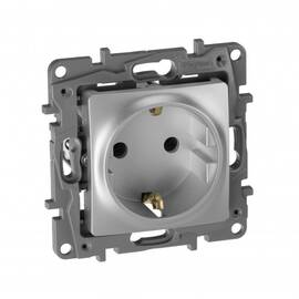 Розетка 2К+З Legrand Etika 16A 250V немецкий стандарт алюминий 672421