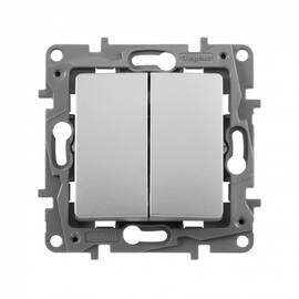 Выключатель двухклавишный Legrand Etika 10A 250V алюминий 672402