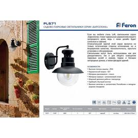 Уличный настенный светильник Feron Барселона PL571 11597