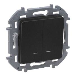 Выключатель двухклавишный с подсветкой/индикацией - INSPIRIA - 10 AX - 250 В~ - антрацит