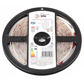 Светодиодная лента Эра 12В 2835 4,8Вт/м 3000K 5м IP65 LS2835-60LED-IP65-WW-eco-5m Б0035592
