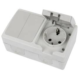 Розетка одноместная с/з + выключатель двухклавишный Stekker Велена PST16-21-54/10-221-54 49729