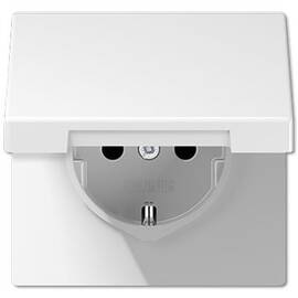 Розетка 2K+З cо шторками и крышкой Jung LS1520KIKLWW