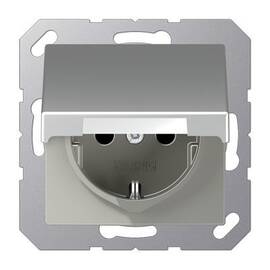 Розетка 2K+З cо шторками и крышкой Jung A1520BFKIKLAL