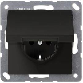 Розетка 2K+З с крышкой Jung EP1420KLSWM