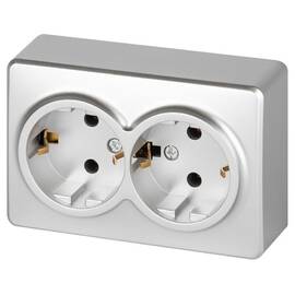 Розетка двойная с заземлением Эра 11-2205-03 Б0063046