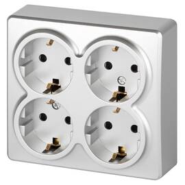 Розетка четырехместная с заземлением со шторками Эра 11-2211-03 Б0063022