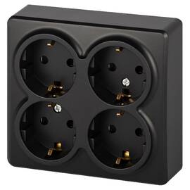 Розетка четырехместная с заземлением со шторками Эра 11-2211-05 Б0063004