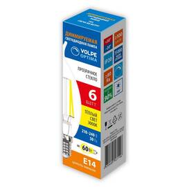 Лампа светодиодная диммируемая Volpe Optima LED-CW35-6W/3000K/E14/CL/DIM/SLF UL-00009243
