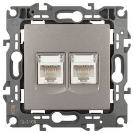 Розетка компьютерная двойная RJ45 Эра 12-3108-16 Б0065665