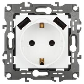 Розетка со шторами и 2 USB Эра 12-4109-01М Б0065728