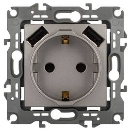 Розетка со шторами и 2 USB Эра 12-4109-16 Б0065729