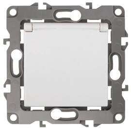 Розетка 2P+E Schuko со шторками с крышкой Эра 12-2103-01 Б0014693