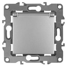 Розетка 2P+E Schuko со шторками с крышкой Эра 12-2103-03 Б0014695