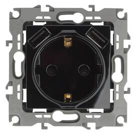 Розетка 2P+E со шторками и 2xUSB Эра 12-4109-06 Б0047845