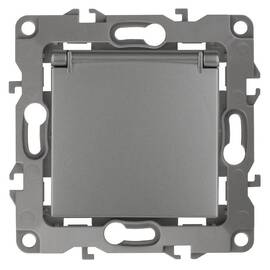 Розетка 2P+E Schuko со шторками с крышкой Эра 12-2103-12 Б0019327