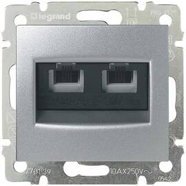 Розетка телефонная 2хRJ11 Legrand Valena алюминий 770139