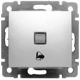 Выключатель кнопочный одноклавишный Legrand Valena 10A 250V с подсветкой Звонок алюминий 770115