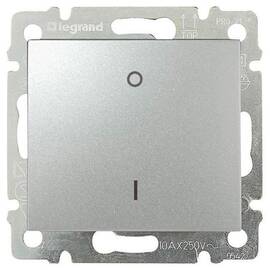 Выключатель одноклавишный трехполюсный Legrand Valena 10A 400V алюминий 770103