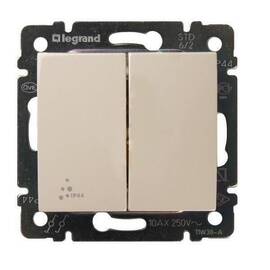Переключатель двухклавишный Legrand Valena 10A 250V IP44 cлоновая кость 774198