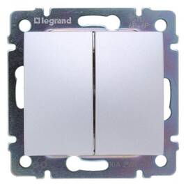 Переключатель кнопочный двухклавишный Legrand Valena алюминий 770218