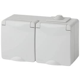 Розетка 2-м ОП Эра Эксперт 11-2603-03 16А IP65 горизонт. 250В 2х2Р+Е сер. ЭРА Б0035991