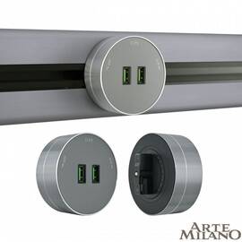 Трековая розетка Arte Milano Am-track-sockets 380011TS/USBx2 Grey