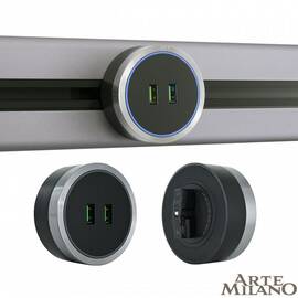 Трековая розетка Arte Milano Am-track-sockets 380066TS LED/USBx2 Grey