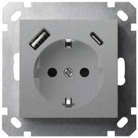 Розетка SHUKO Jasmart с USB тип A + C1 с защитными шторками (2P+T) 25W 16A 250V G5501USB-25S