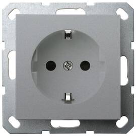 Розетка SHUKO Jasmart с защитными шторками (2P+T) 16A 250V цвет алюминий G5501S