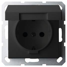 Розетка SHUKO Jasmart с крышкой с защитными шторками черный матовый (soft touch) 16A 250V 2P+T G5505