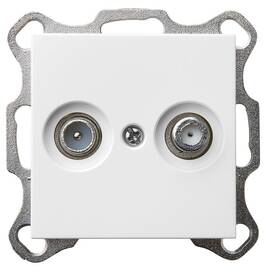 Розетка TV-FM Jasmart оконечная с накладкой белый глянцевый G6204W