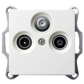 Розетка TV-FM-SAT Jasmart оконечная с накладкой белый глянцевый G6206W