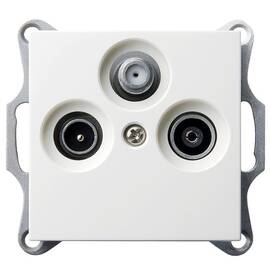 Розетка TV-FM-SAT Jasmart проходная с накладкой белый глянцевый G6207W