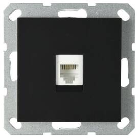 Телефонная розетка Jasmart разъем RJ11 с накладкой черный матовый (soft touch) G6101PB