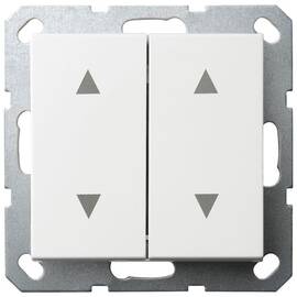 Выключатель двухклавишный Jasmart для жалюзи/штор в комплекте с накладкой белый глянцевый 10A 250V G